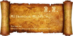 Milkovics Milán névjegykártya