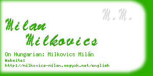 milan milkovics business card