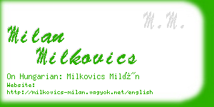 milan milkovics business card